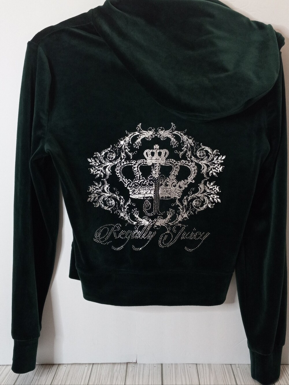 Juicy Couture Regally Juicy Mcbling Rhinestone Crown Green Velour Hoodie Jacket